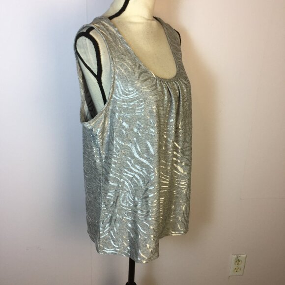 JM Collection Tank Top Blouse Sz 1X Womans Plus Gray Shimmery Sleeveless Stretch - Picture 2 of 11